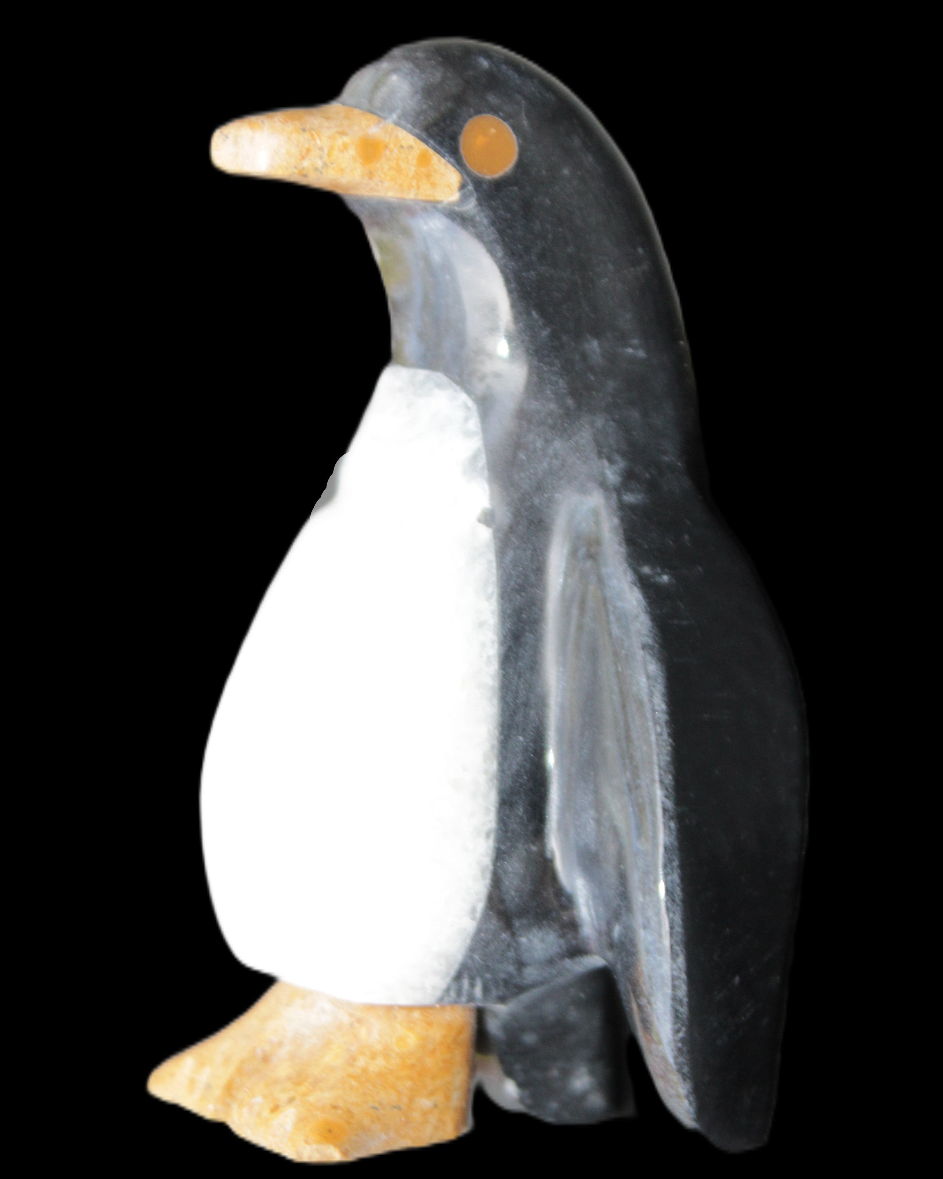 Jade and marble hand-carved Penguin 68*45*97mm 282g in sunlight - Rocks and Things Store