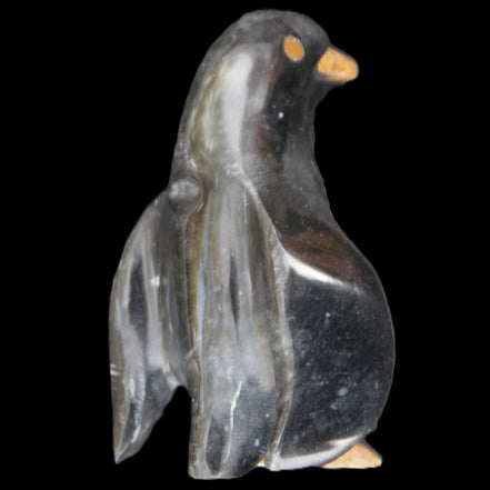 Jade and marble hand-carved Penguin 68*45*97mm 282g in sunlight - Rocks and Things Store