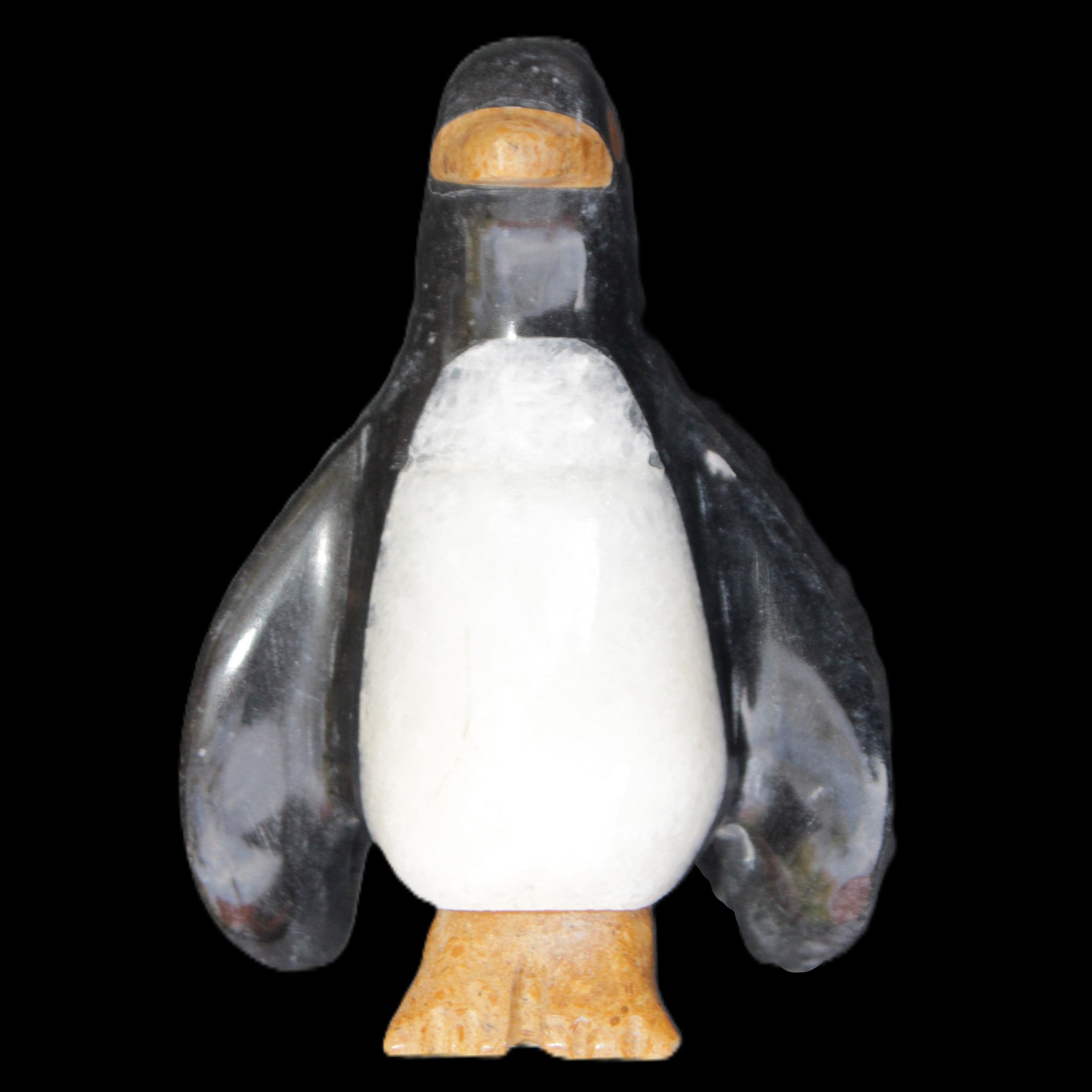Jade and marble hand-carved Penguin 68*45*97mm 282g in sunlight - Rocks and Things Store