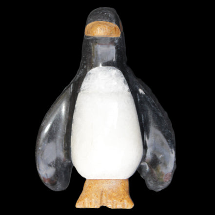 Jade and marble hand-carved Penguin 68*45*97mm 282g in sunlight - Rocks and Things Store