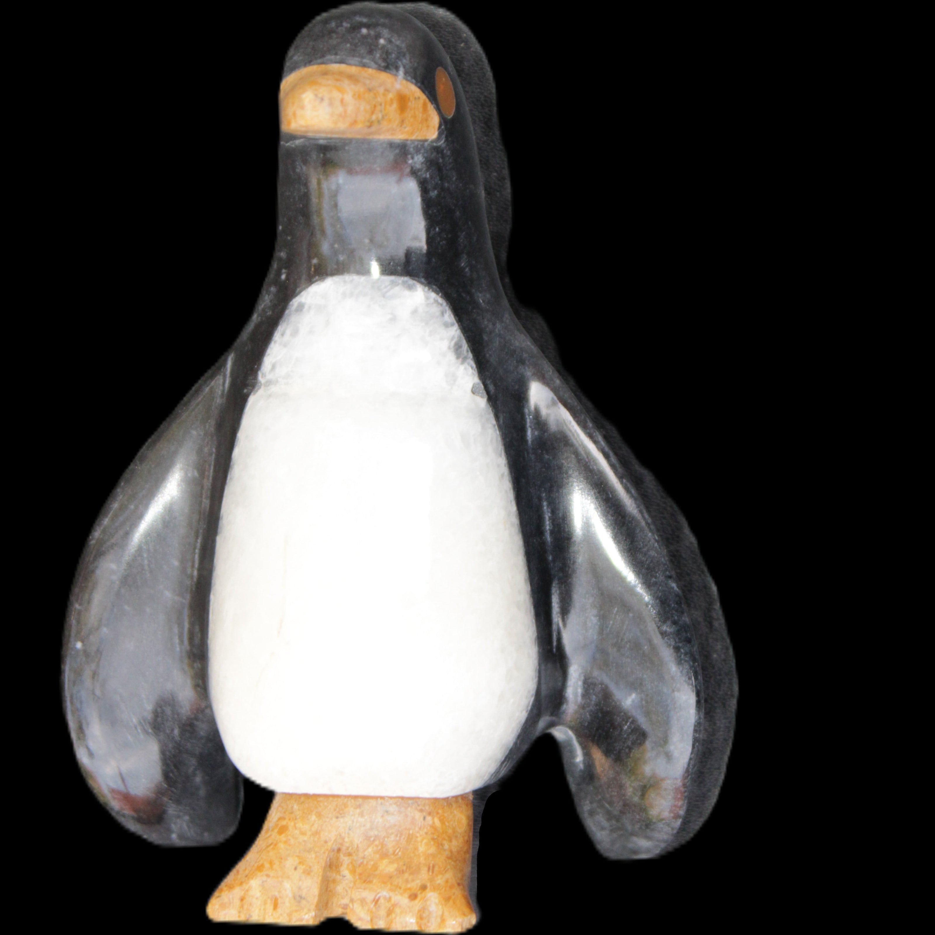 Jade and marble hand-carved Penguin 68*45*97mm 282g in sunlight - Rocks and Things Store
