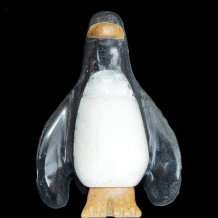 Jade and marble hand-carved Penguin 68*45*97mm 282g in sunlight - Rocks and Things Store
