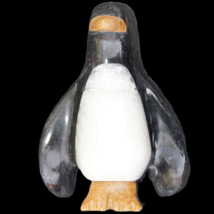 Jade and marble hand-carved Penguin 68*45*97mm 282g in sunlight - Rocks and Things Store