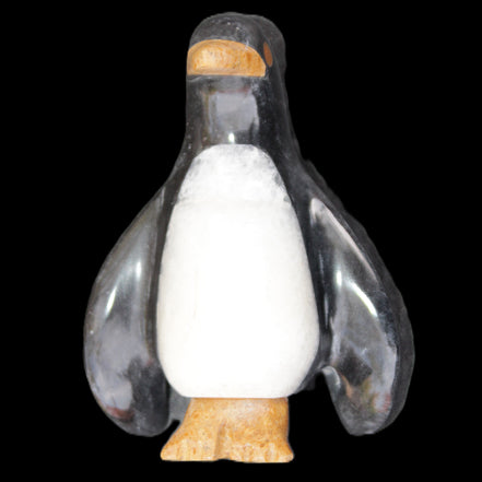 Jade and marble hand-carved Penguin 68*45*97mm 282g in sunlight - Rocks and Things Store