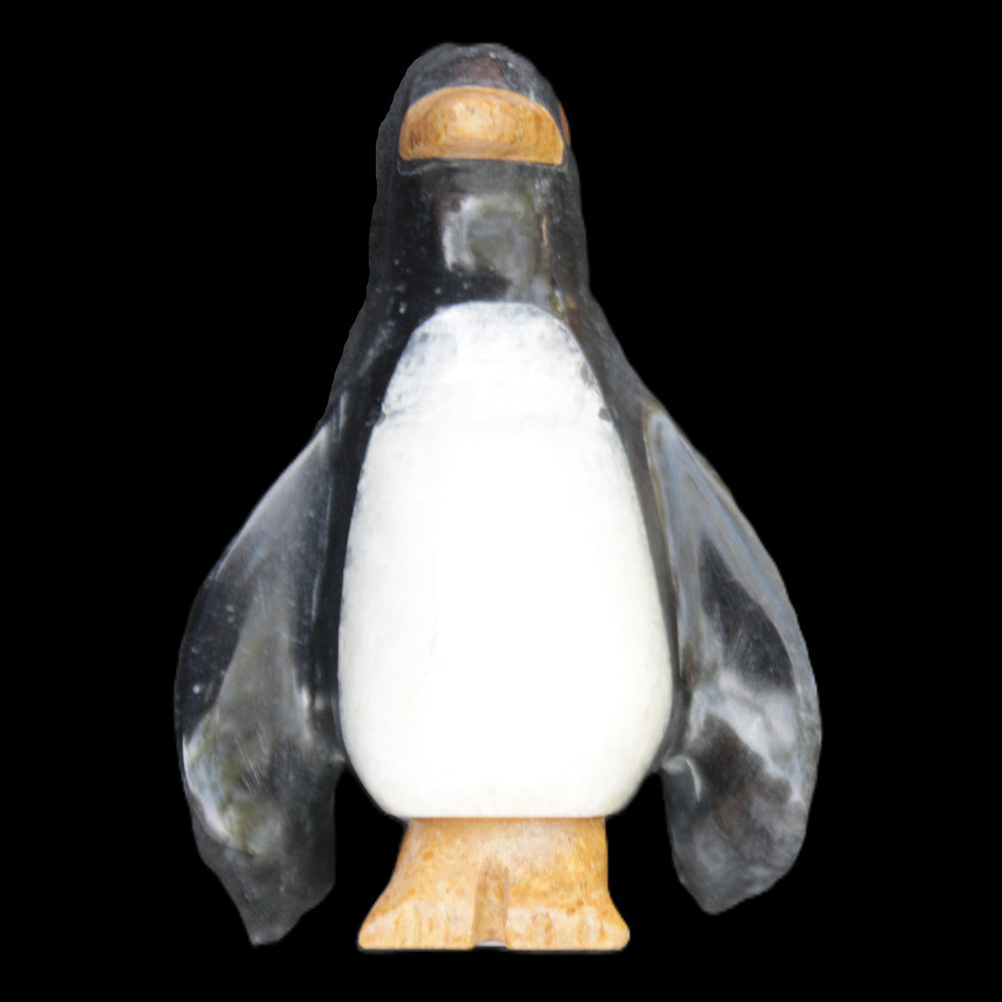 Jade and marble hand-carved Penguin 68*45*97mm 282g in sunlight - Rocks and Things Store