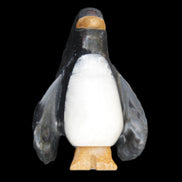 Jade and marble hand-carved Penguin 68*45*97mm 282g in sunlight - Rocks and Things Store