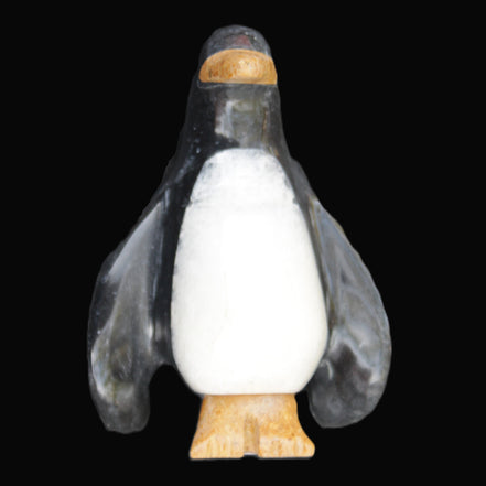 Jade and marble hand-carved Penguin 68*45*97mm 282g in sunlight - Rocks and Things Store