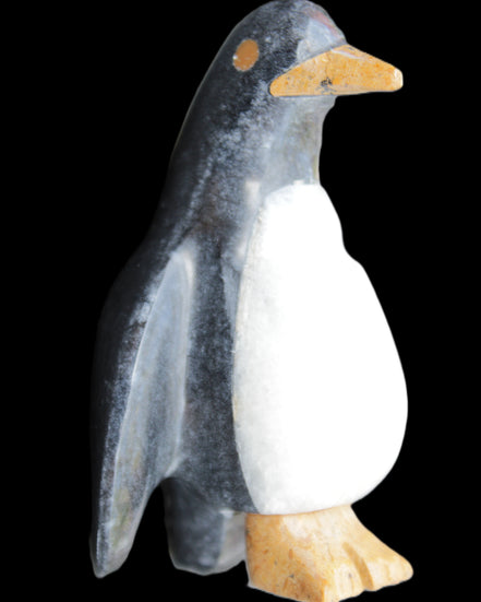 Jade and marble hand-carved Penguin 68*48*103mm 276g in sunlight - Rocks and Things Store