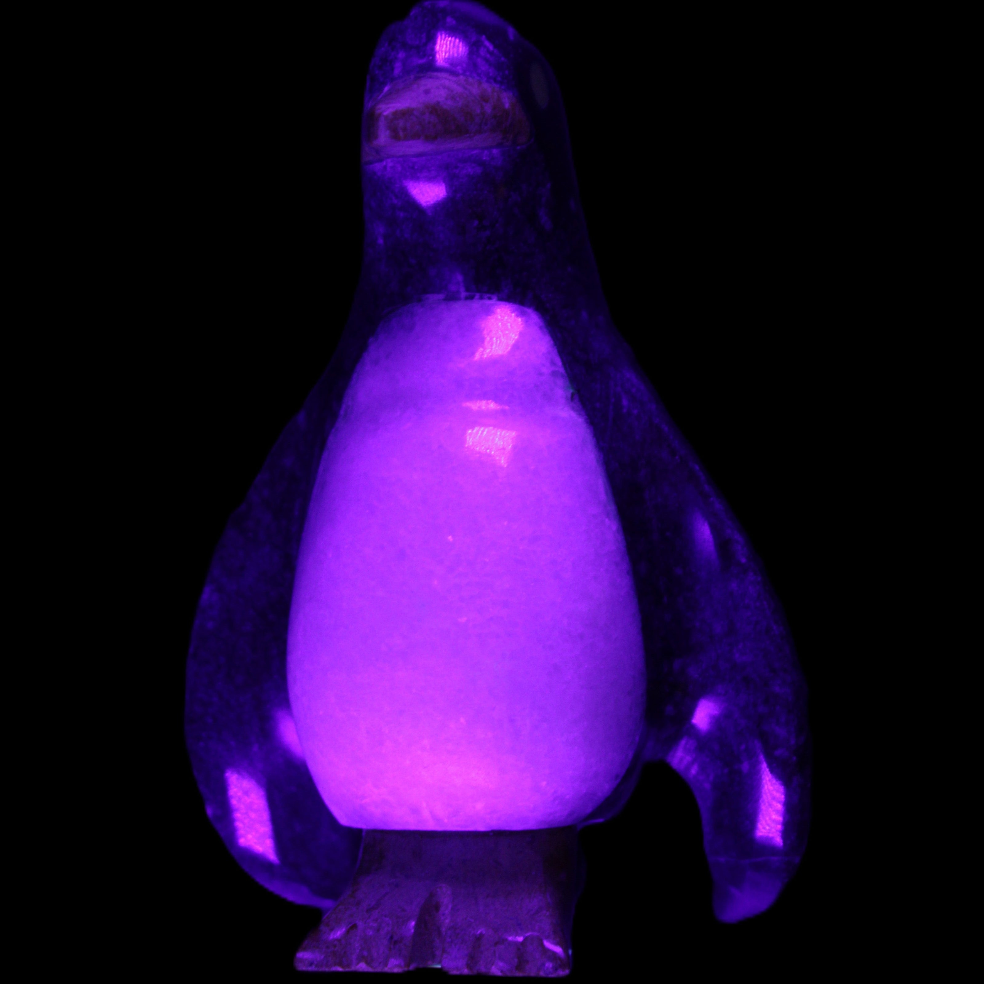Jade and marble hand-carved Penguin 68*48*103mm 276g in UV light - Rocks and Things Store