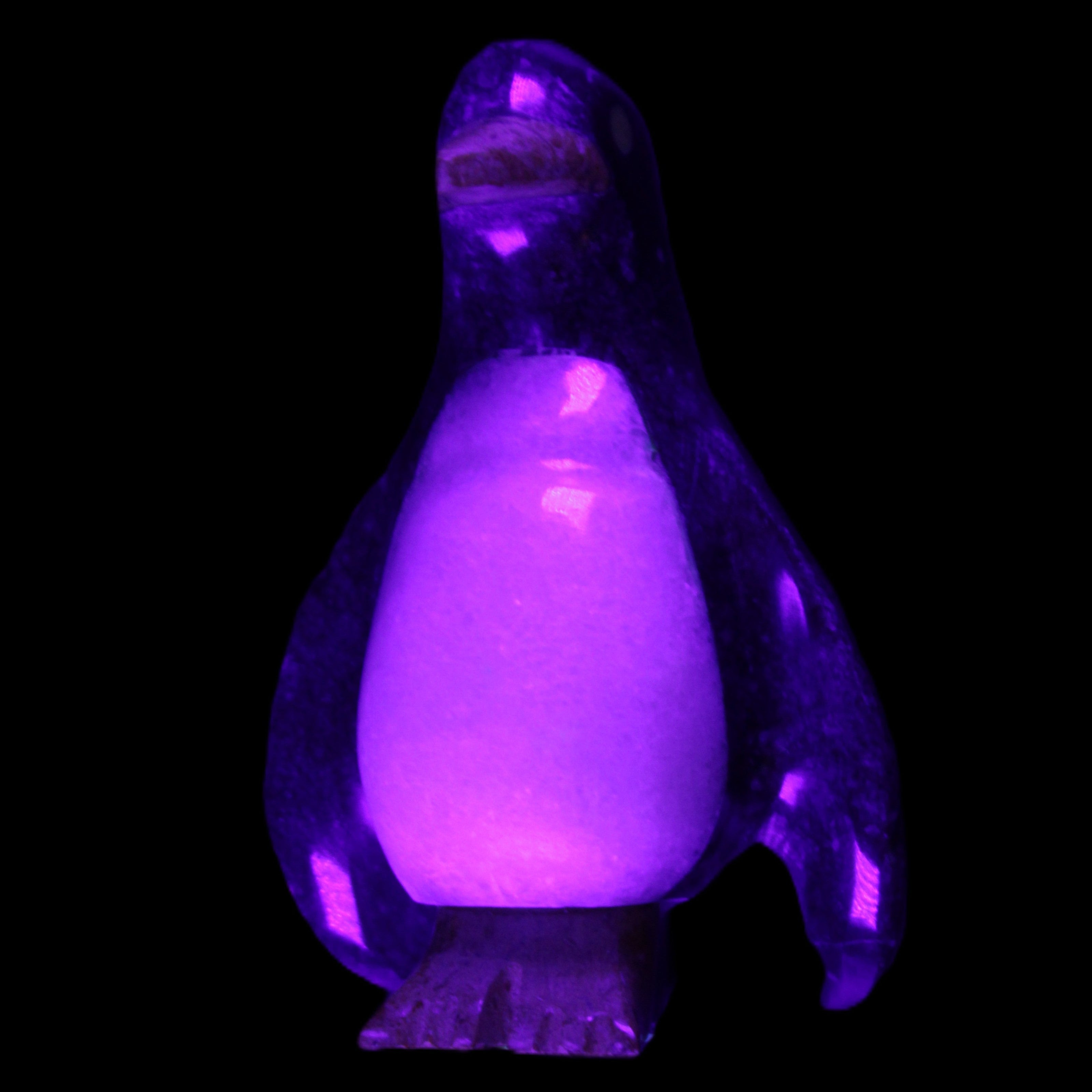Jade and marble hand-carved Penguin 68*48*103mm 276g in UV light - Rocks and Things Store