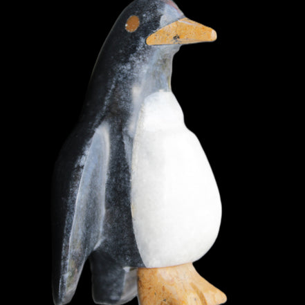 Jade and marble hand-carved Penguin 68*48*103mm 276g in sunlight - Rocks and Things Store