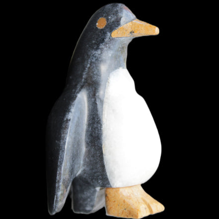 Jade and marble hand-carved Penguin 68*48*103mm 276g in sunlight - Rocks and Things Store