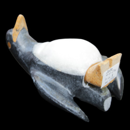 Jade and marble hand-carved Penguin 68*48*103mm 276g in sunlight - Rocks and Things Store