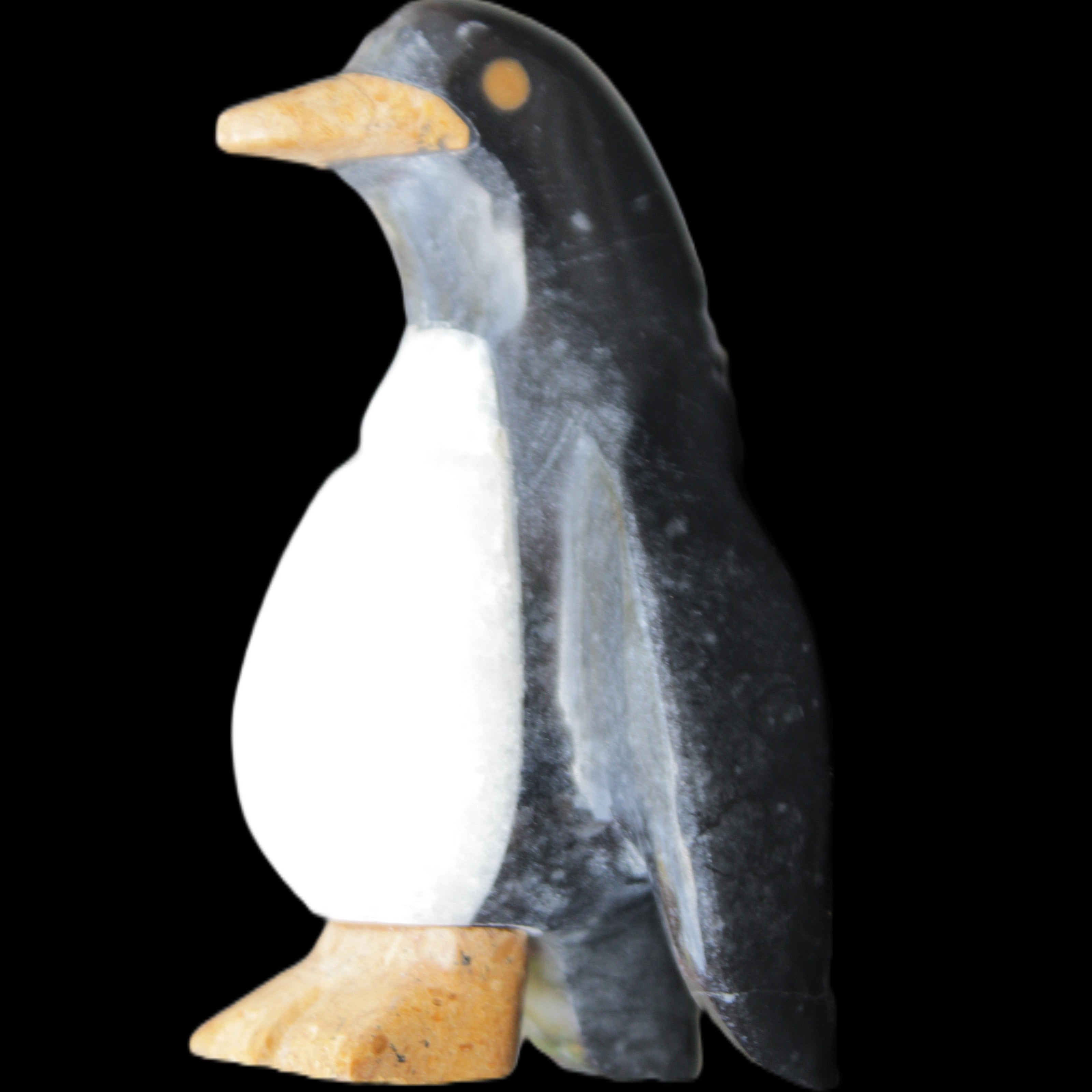 Jade and marble hand-carved Penguin 68*48*103mm 276g in sunlight - Rocks and Things Store