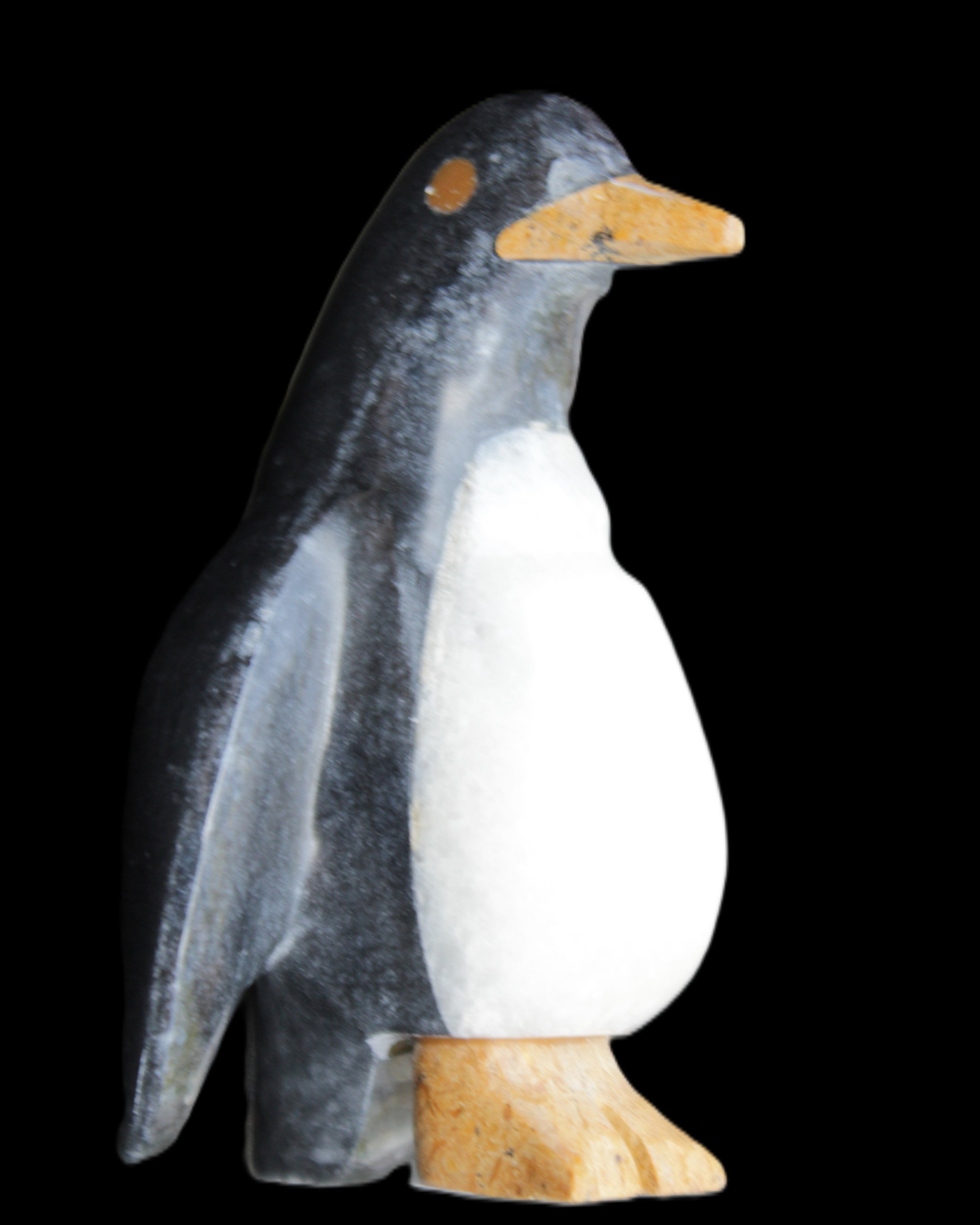 Jade and marble hand-carved Penguin 68*48*103mm 276g in sunlight - Rocks and Things Store
