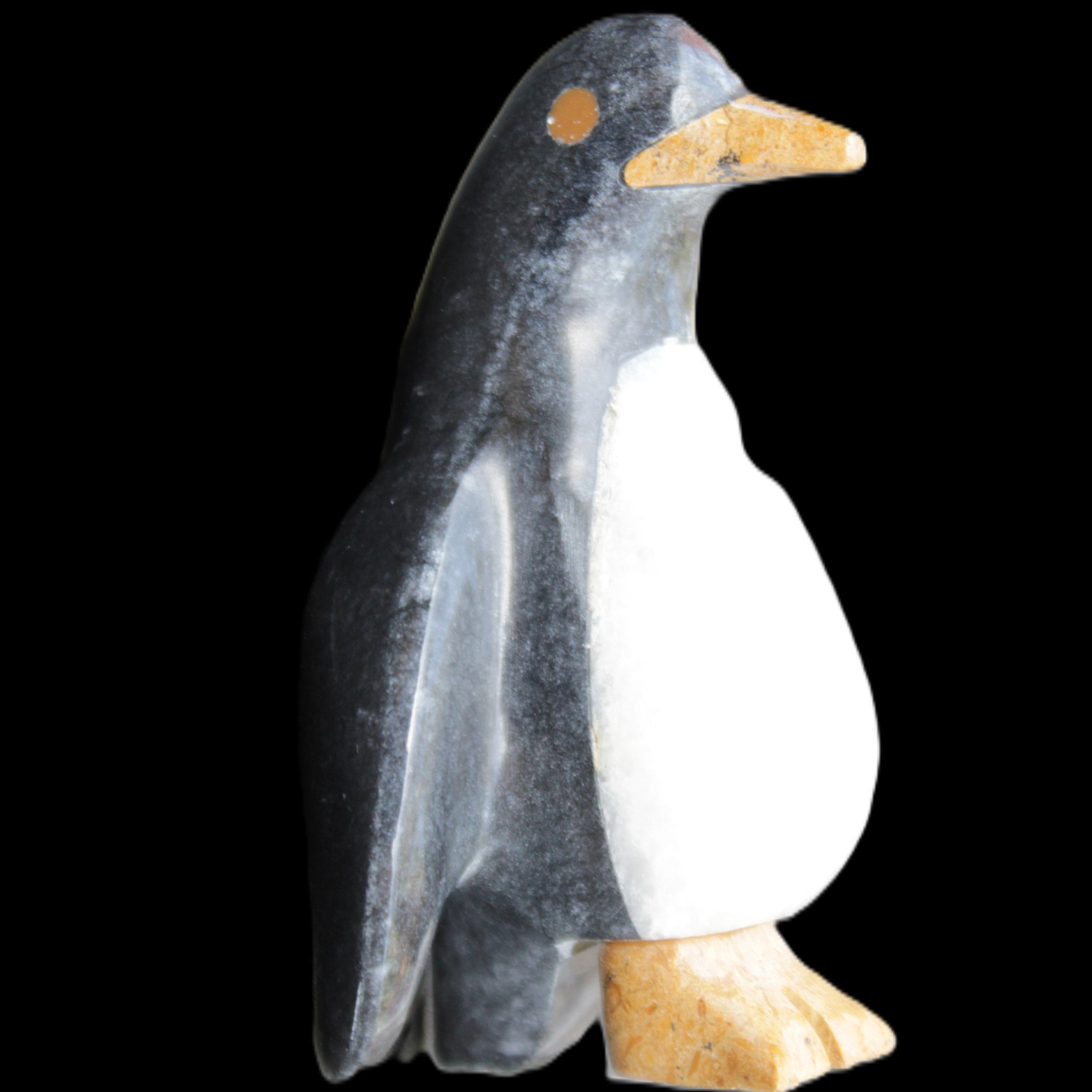 Jade and marble hand-carved Penguin 68*48*103mm 276g in sunlight - Rocks and Things Store
