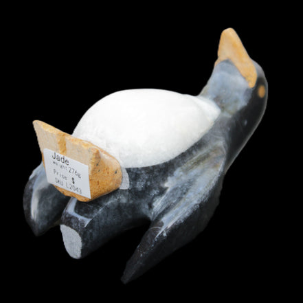 Jade and marble hand-carved Penguin 68*48*103mm 276g in sunlight - Rocks and Things Store