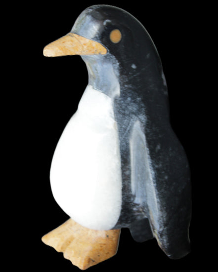 Jade and marble hand-carved Penguin 68*48*103mm 276g in sunlight - Rocks and Things Store