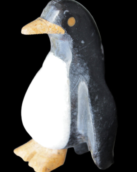 Jade and marble hand-carved Penguin 68*48*103mm 276g in sunlight - Rocks and Things Store