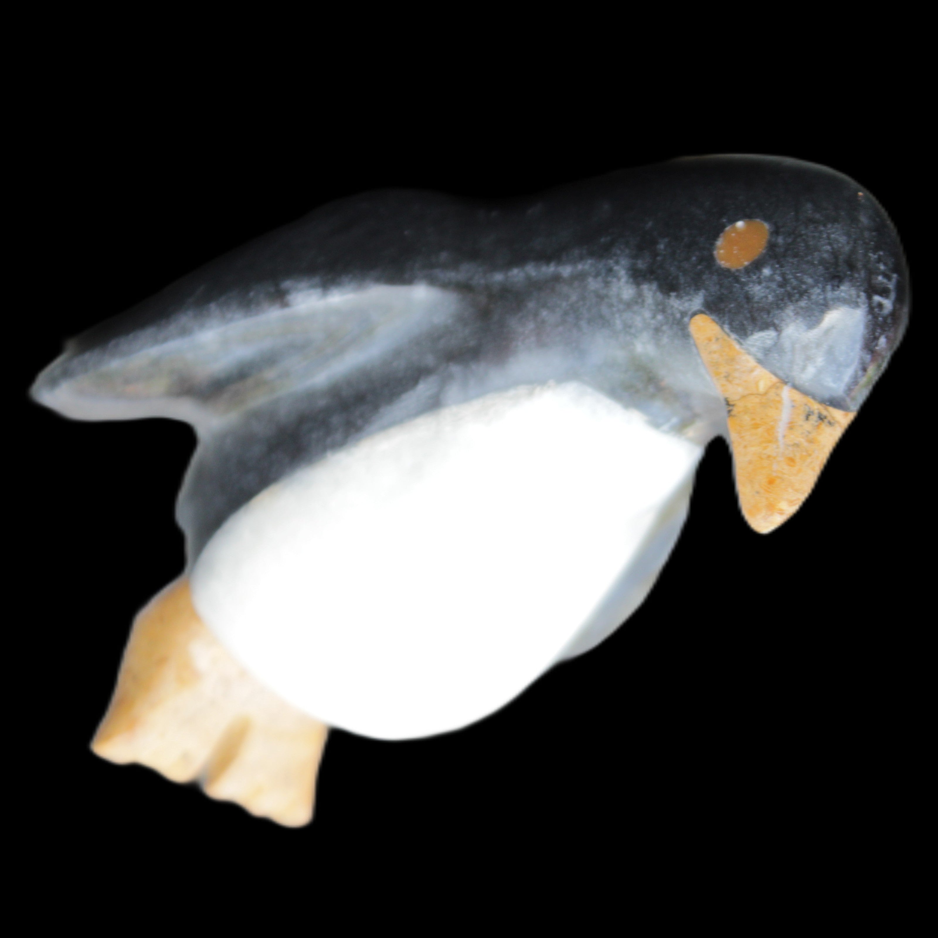 Jade and marble hand-carved Penguin 68*48*103mm 276g in sunlight - Rocks and Things Store