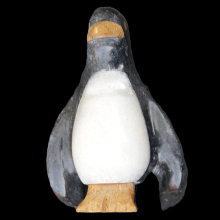 Jade and marble hand-carved Penguin 68*48*103mm 276g in sunlight - Rocks and Things Store