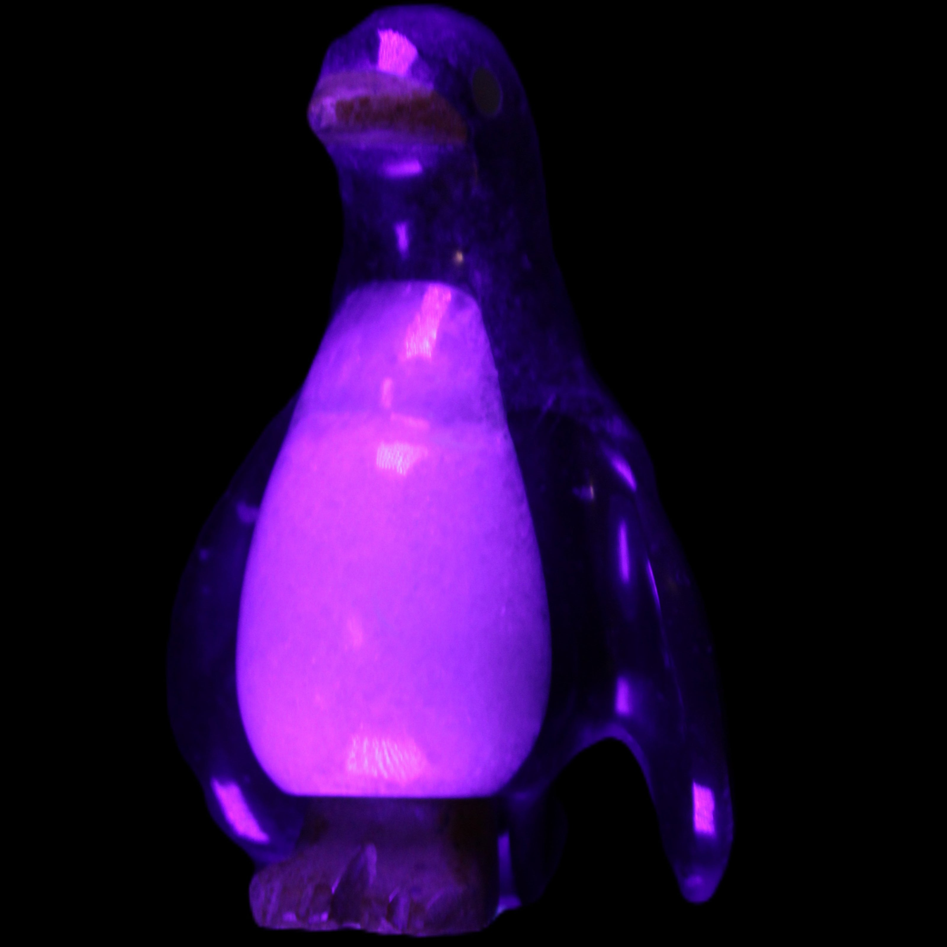 Jade and marble hand-carved Penguin 66*47*104mm 285g in UV light - Rocks and Things Store
