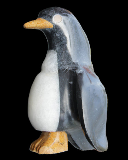 Jade and marble hand-carved Penguin 66*47*104mm 285g in sunlight - Rocks and Things Store