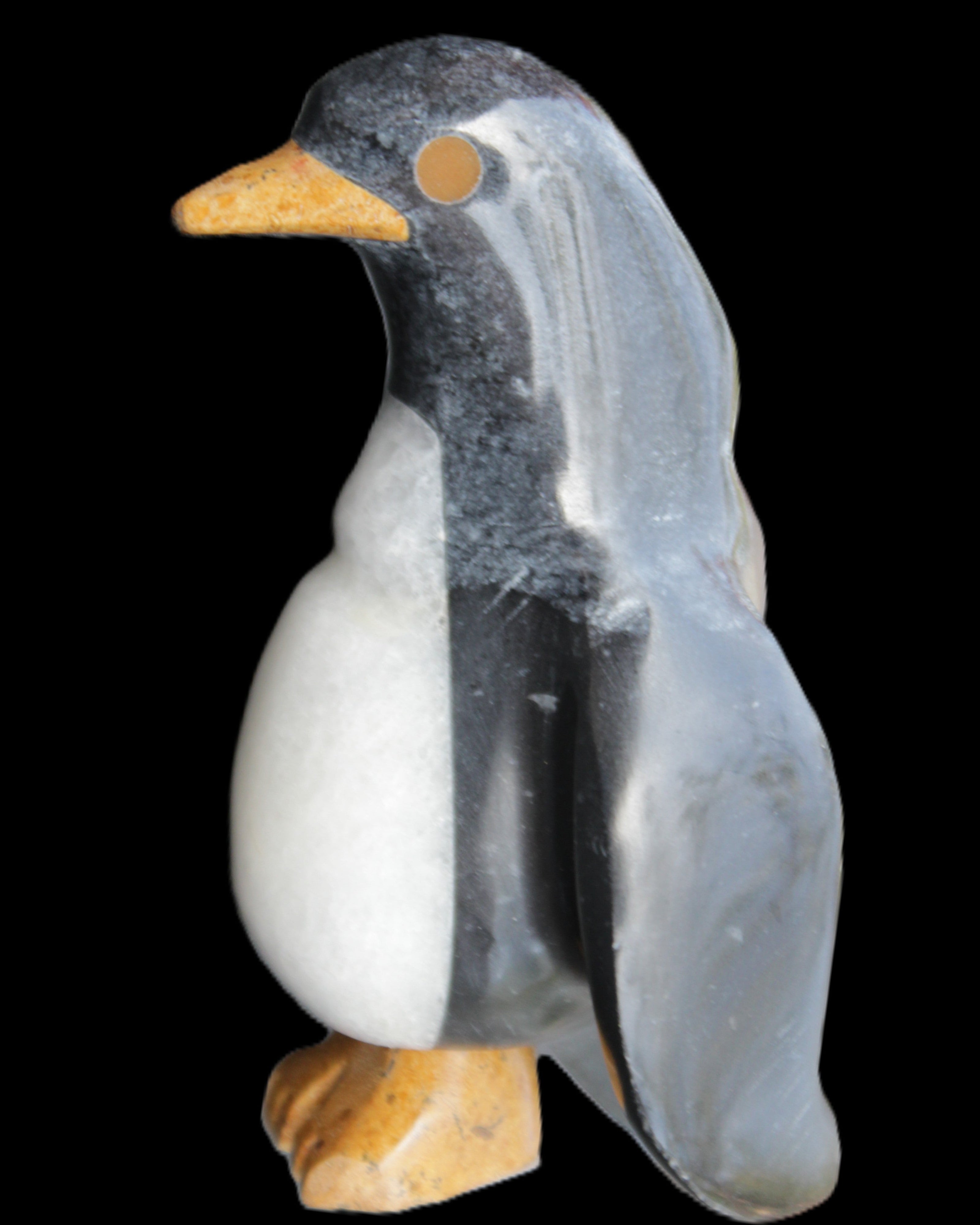 Jade and marble hand-carved Penguin 66*47*104mm 285g in sunlight - Rocks and Things Store