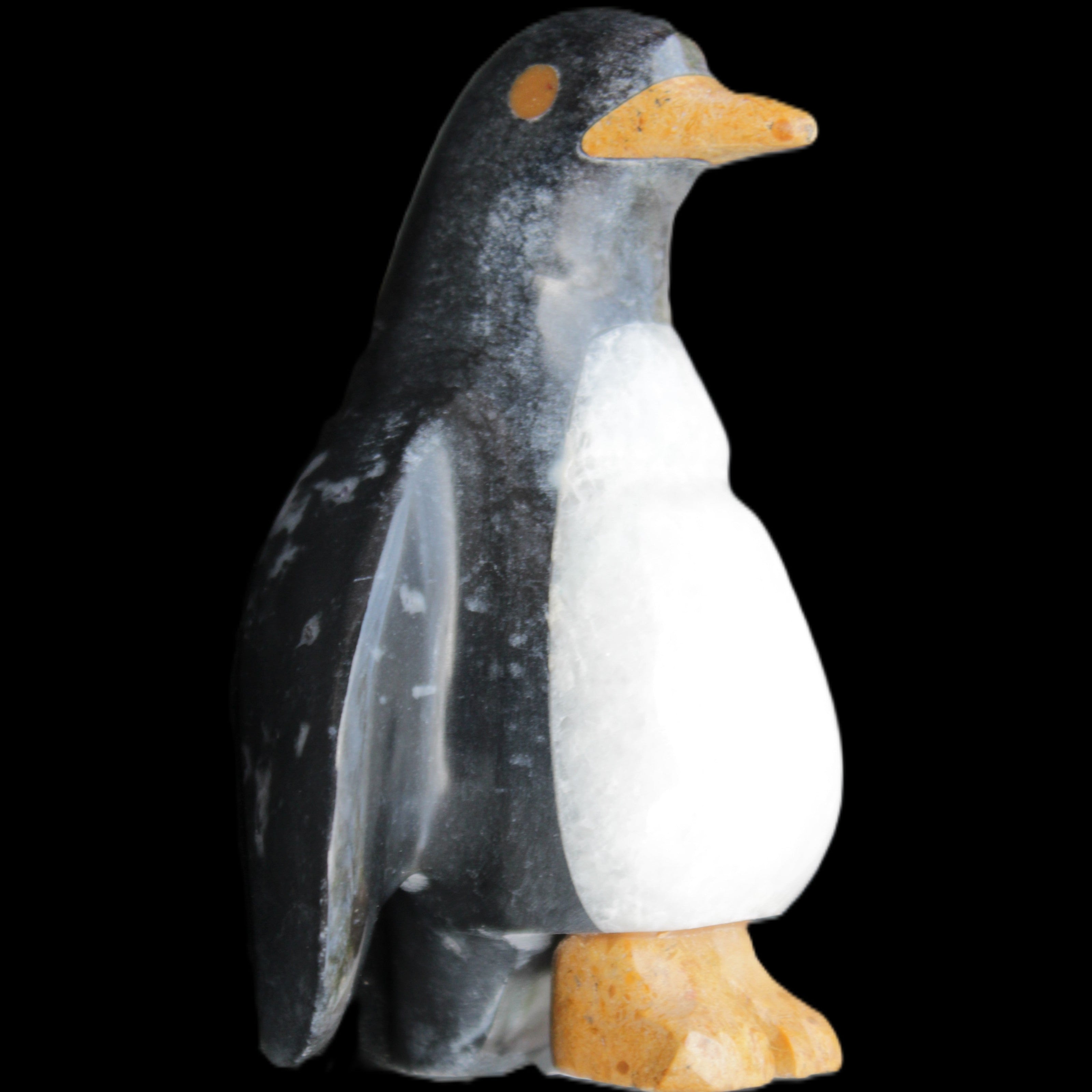 Jade and marble hand-carved Penguin 66*47*104mm 285g in sunlight - Rocks and Things Store
