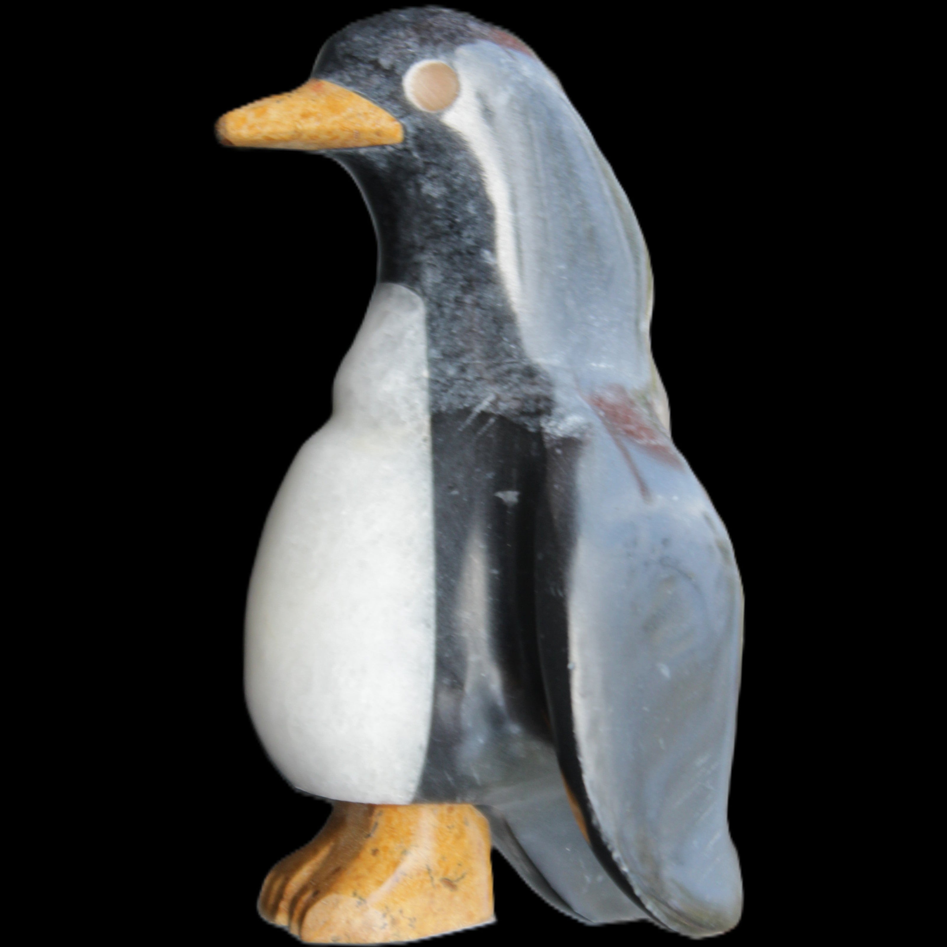 Jade and marble hand-carved Penguin 66*47*104mm 285g in sunlight - Rocks and Things Store