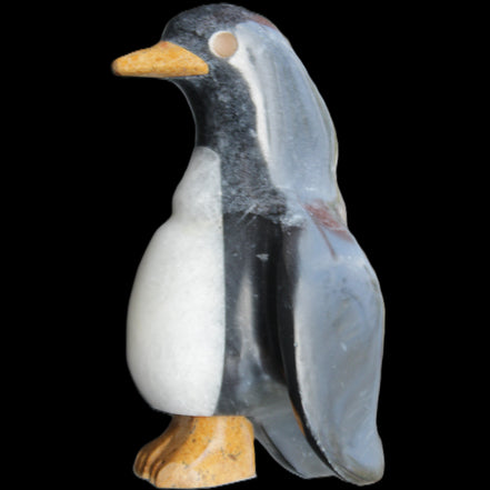 Jade and marble hand-carved Penguin 66*47*104mm 285g in sunlight - Rocks and Things Store
