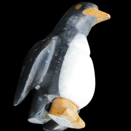 Jade and marble hand-carved Penguin 66*47*104mm 285g in sunlight - Rocks and Things Store