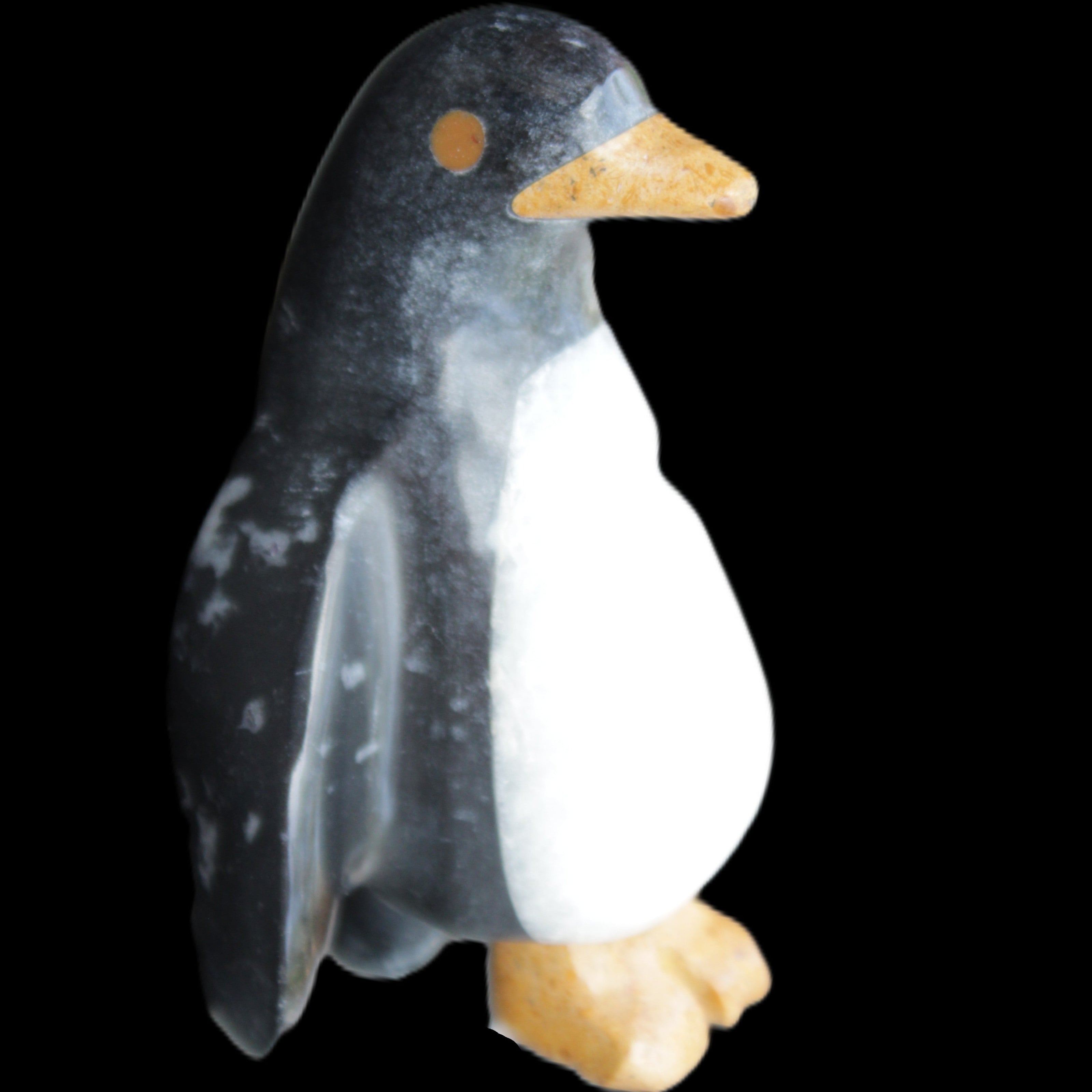 Jade and marble hand-carved Penguin 66*47*104mm 285g in sunlight - Rocks and Things Store