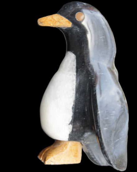 Jade hand-carved Penguin 70*43*97mm 277g in sunlight - Rocks and Things Store