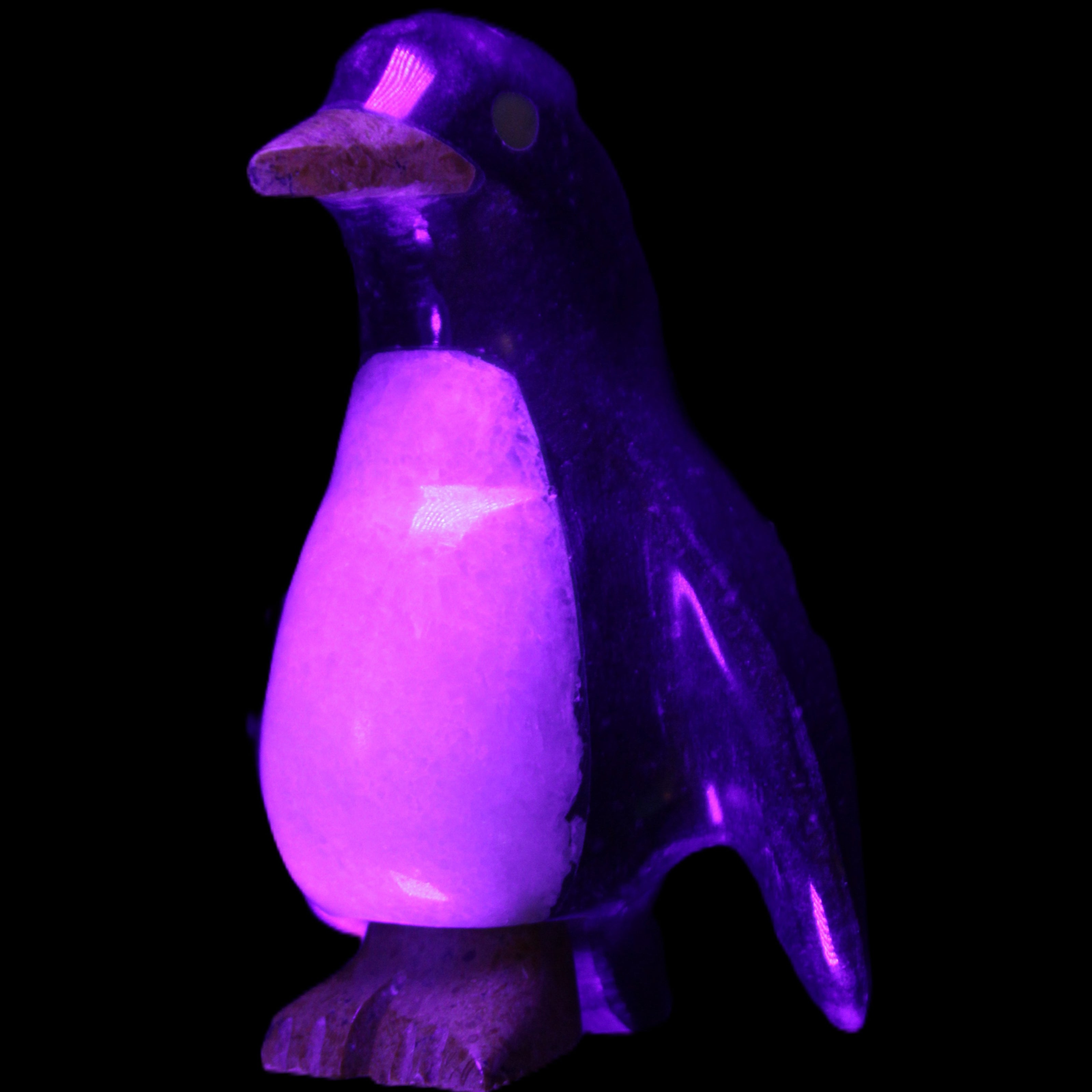 Jade hand-carved Penguin 70*43*97mm 277g in UV light - Rocks and Things Store