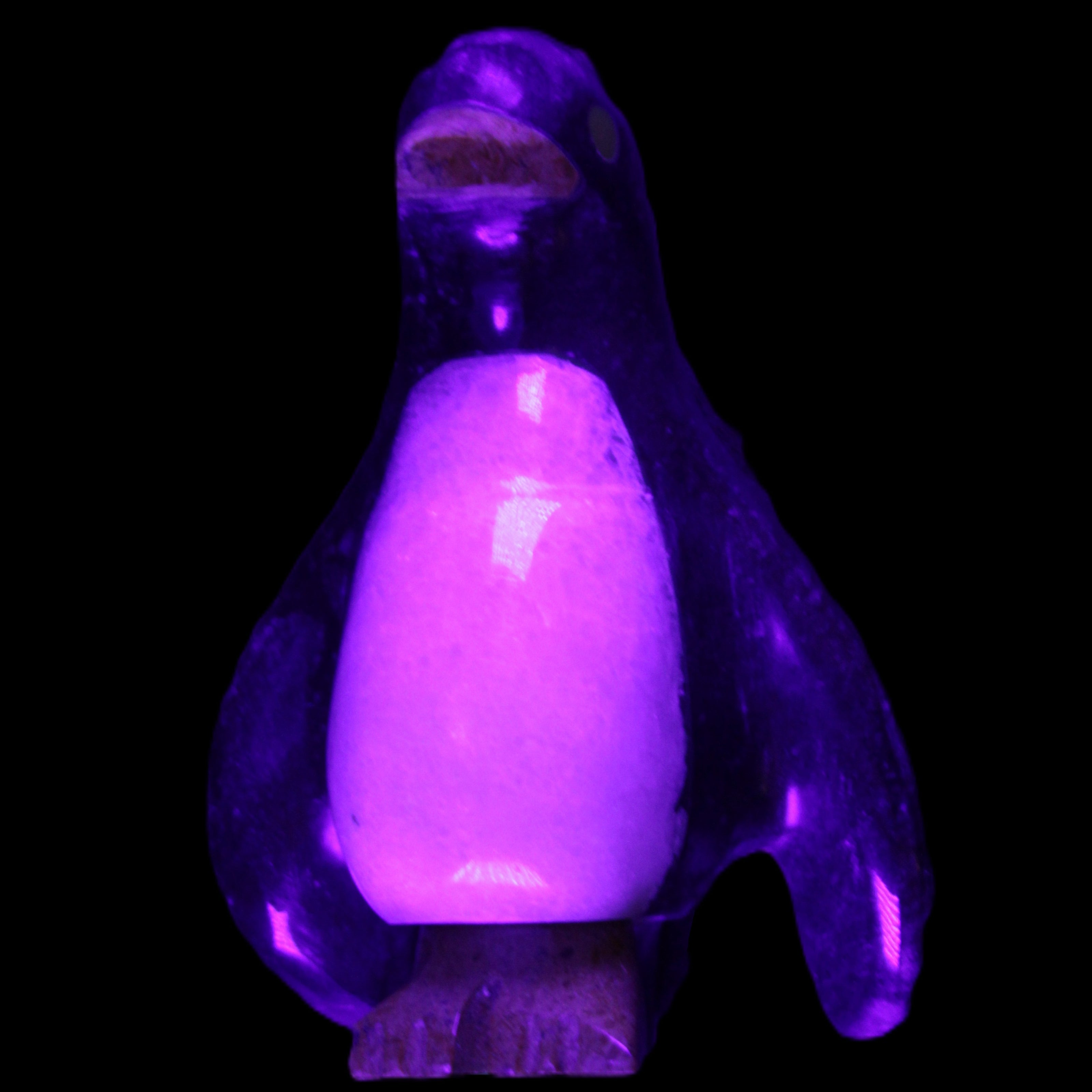 Jade hand-carved Penguin 70*43*97mm 277g in UV light - Rocks and Things Store