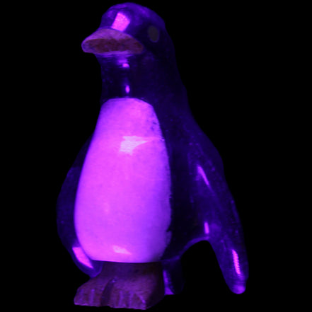 Jade hand-carved Penguin 70*43*97mm 277g in UV light - Rocks and Things Store