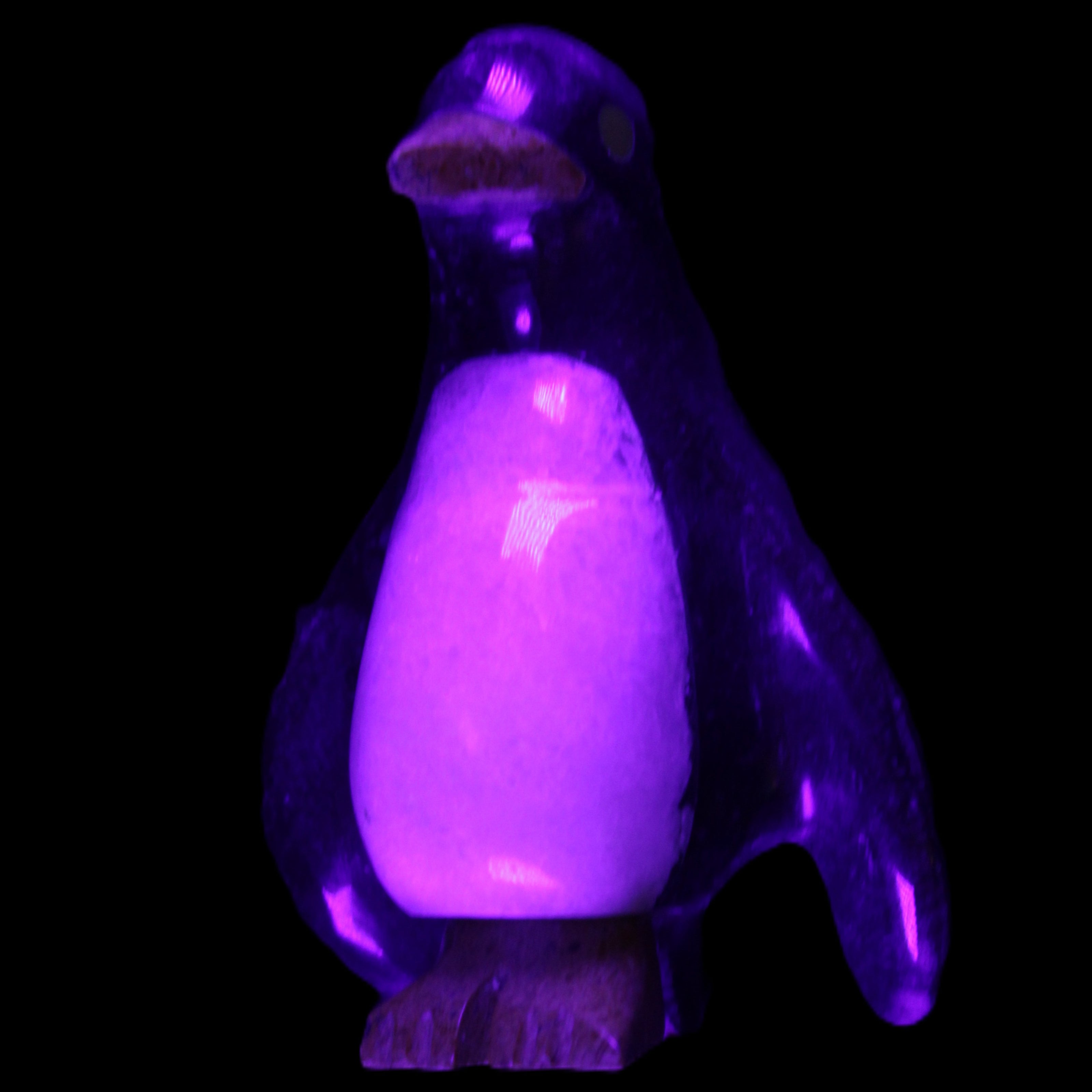 Jade hand-carved Penguin 70*43*97mm 277g in UV light - Rocks and Things Store