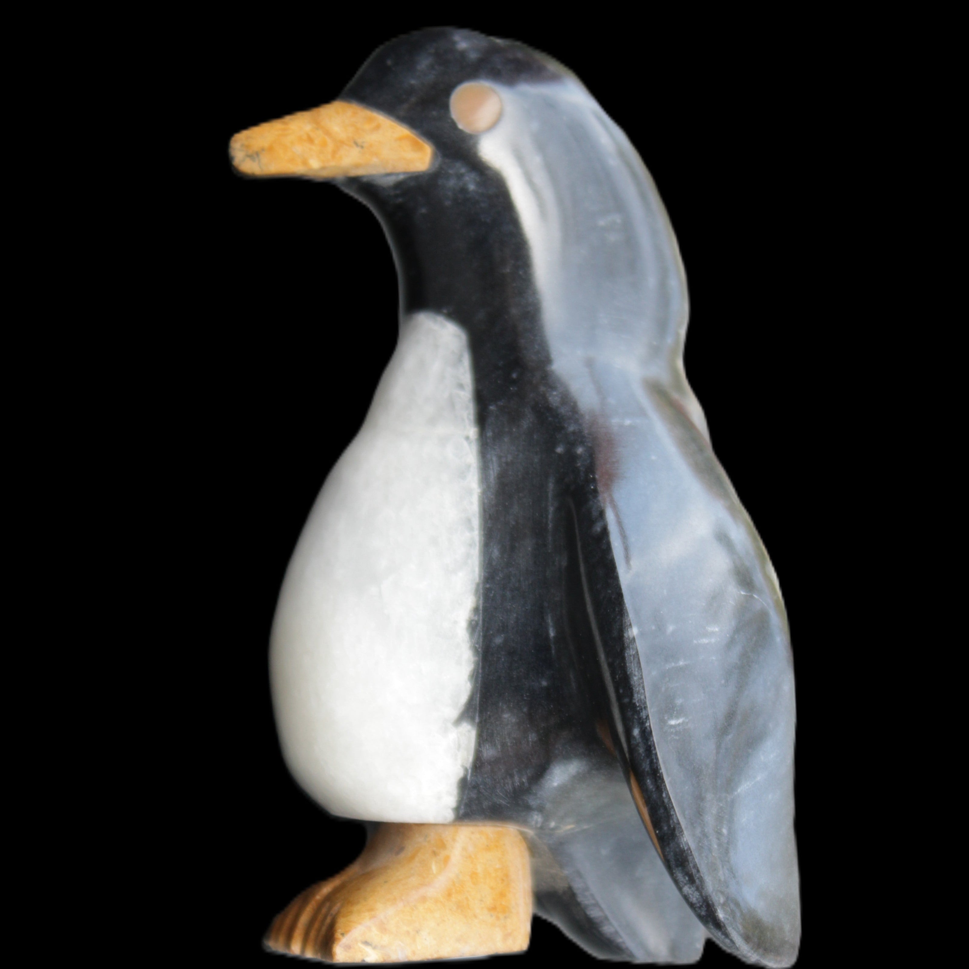 Jade hand-carved Penguin 70*43*97mm 277g in sunlight - Rocks and Things Store