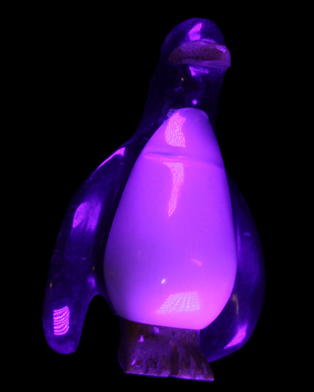 Jade hand-carved Penguin 93*61*154mm 787g in UV light - Rocks and Things Store