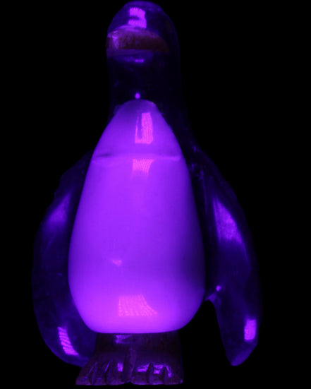 Jade hand-carved Penguin 93*61*154mm 787g in UV light - Rocks and Things Store