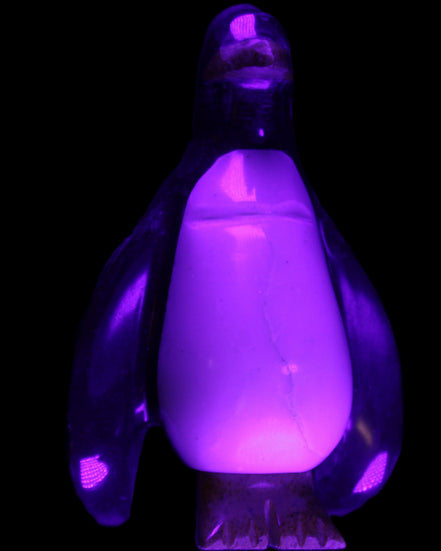 Jade hand-carved Penguin 97*64*150mm 801g in UV light - Rocks and Things Store