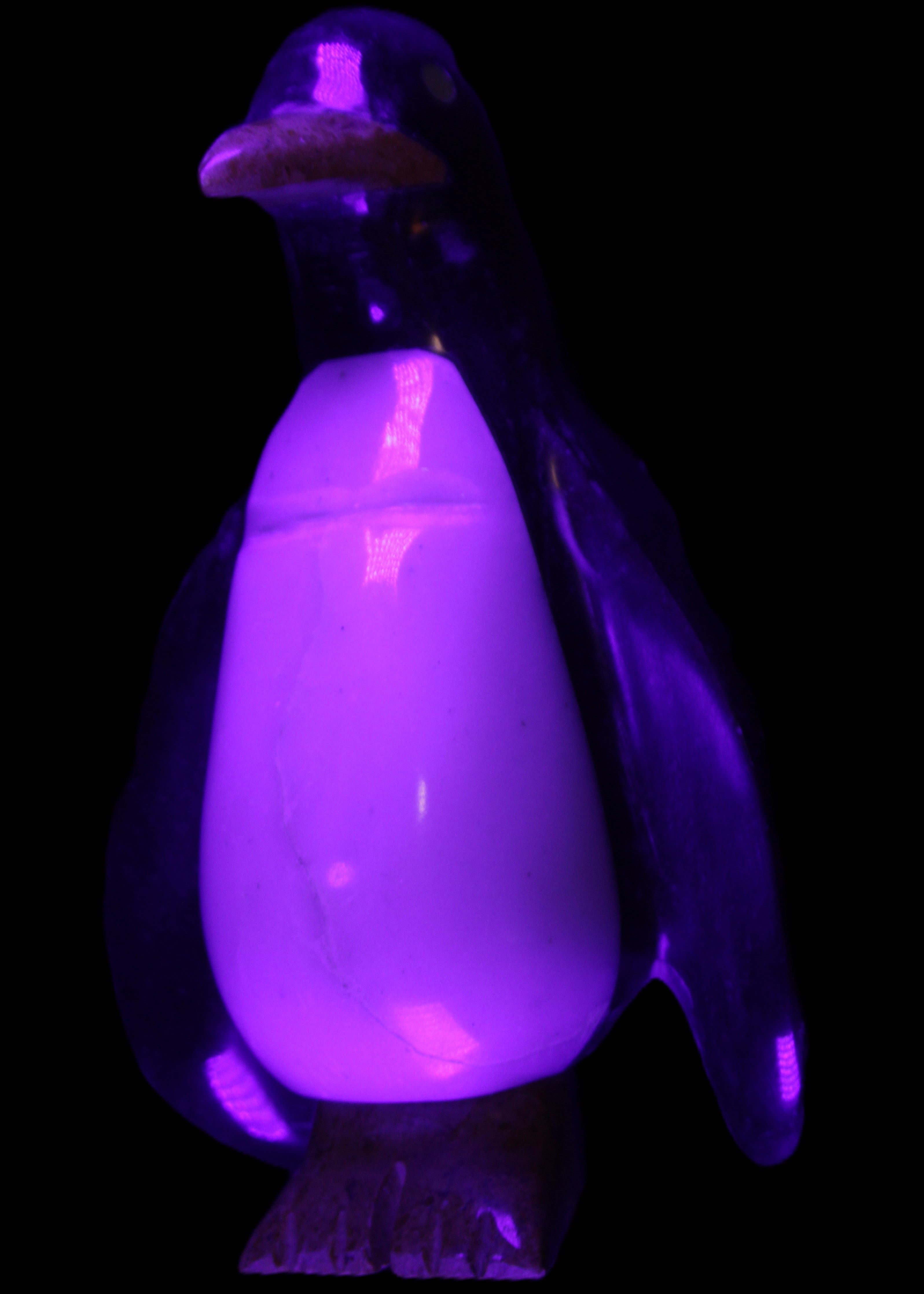 Jade hand-carved Penguin 97*64*150mm 801g in UV light - Rocks and Things Store
