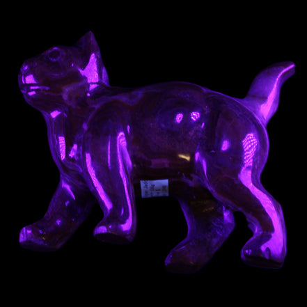 Afghan Jade hand-carved Cat 128*42*102mm 636g in UV light - Rocks and Things Store