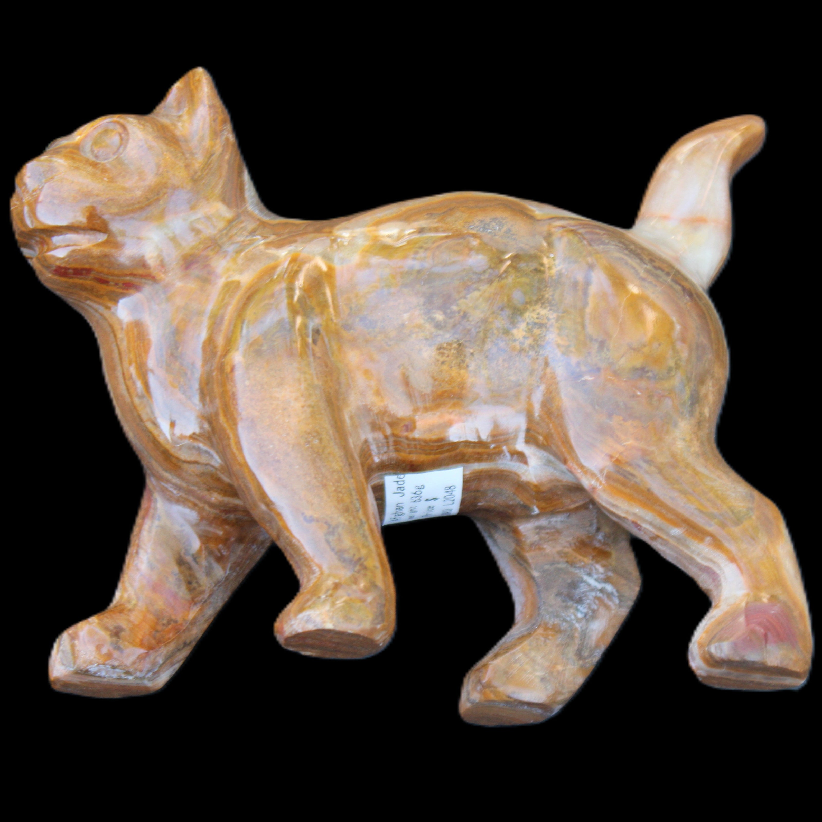 Afghan Jade hand-carved Cat 128*42*102mm 636g in sunlight - Rocks and Things Store