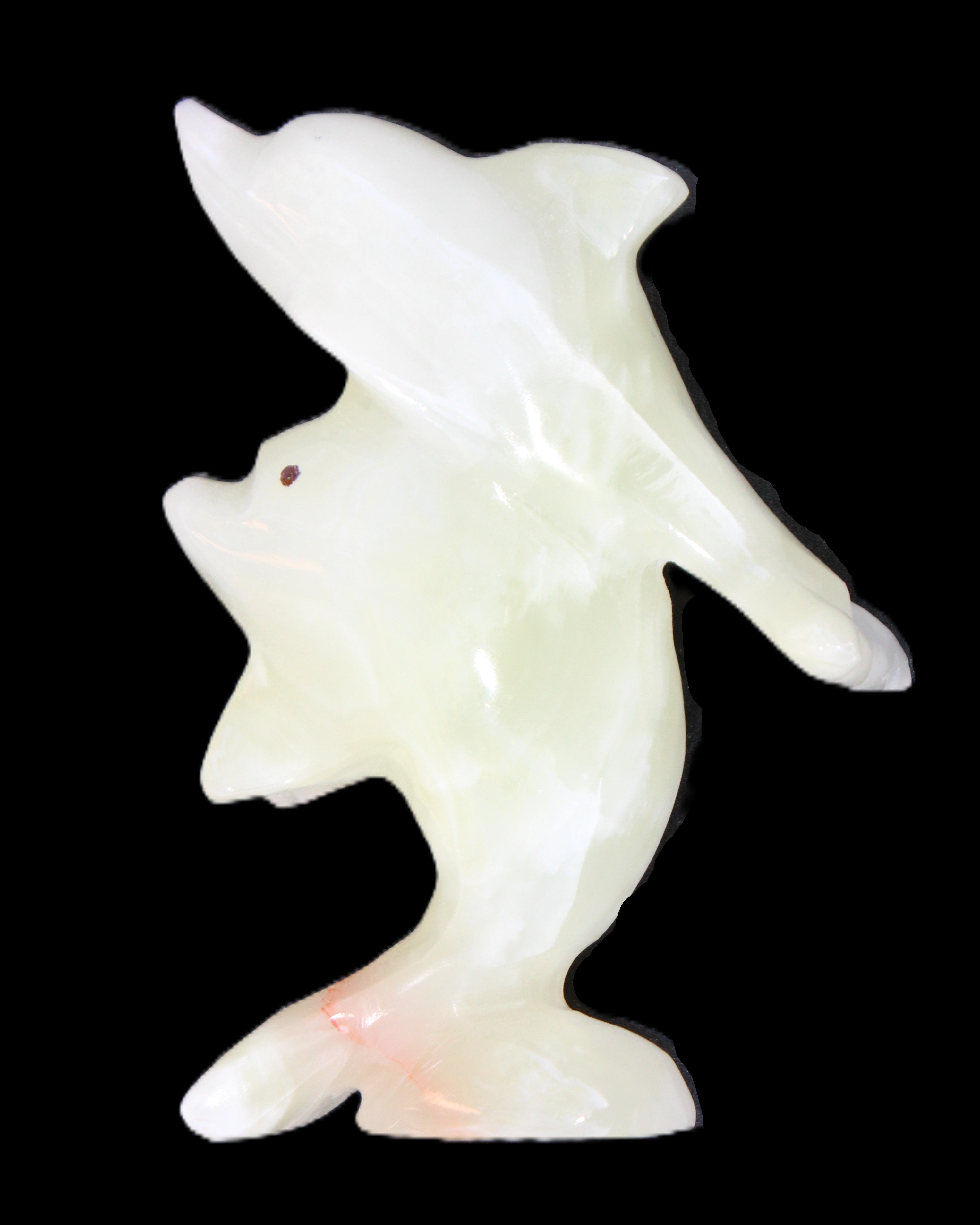 Afghan Jade hand-carved leaping Dolphin pair 70*27*112mm 222g in sunlight - Rocks and Things Store