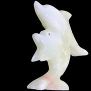 Afghan Jade hand-carved leaping Dolphin pair 70*27*112mm 222g in sunlight - Rocks and Things Store