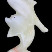 Afghan Jade hand-carved leaping Dolphin pair 70*27*112mm 222g in sunlight - Rocks and Things Store