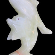 Afghan Jade hand-carved leaping Dolphin pair 70*27*112mm 222g in sunlight - Rocks and Things Store
