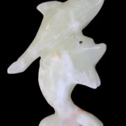 Afghan Jade hand-carved leaping Dolphin pair 70*27*112mm 222g in sunlight - Rocks and Things Store